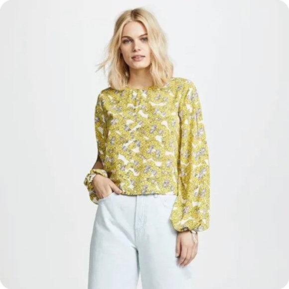 Robert Rodriguez Tops - Robert Rodriguez Dania Floral Ruffle-Back Blouse